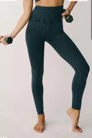 Free People Movement Good Karma Seamless Leggings Black Acid Wash XS/S thumbnail 1