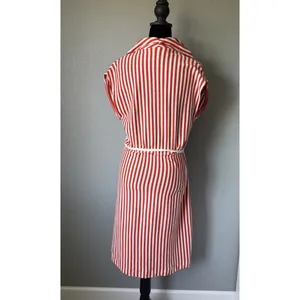 Anthropologie Saturday Sunday Red White Striped Wrap Dress Rope Tie Size S thumbnail 3