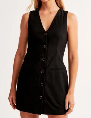Abercrombie Black Vest Mini Dress TALL thumbnail 1
