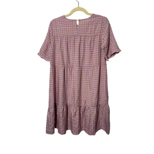 Urban Threads Women Dress 10‎ Purple Peach Gingham Tiered Smock Tall Cottagecore thumbnail 2