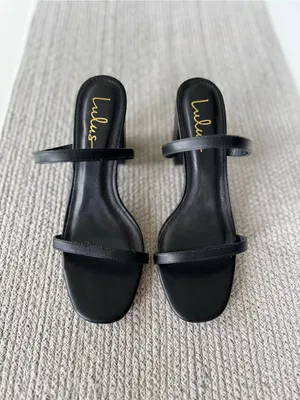 Lulu's Black Double-Strap Block Heel Sandals Size 8 thumbnail 2