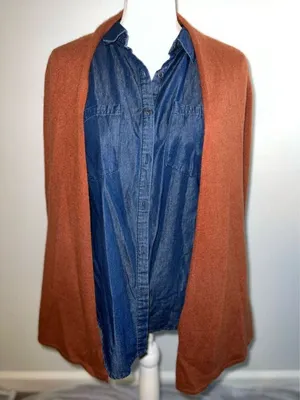 100% Cashmere Orange Cardigan Sweater SMALL thumbnail 1