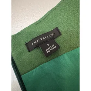 Ann Taylor Green Square Neck Linen Blend Midi Dress Size 2 thumbnail 5