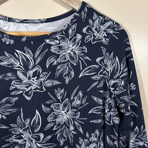 Hang Ten UV Sun Protection Floral Navy Women's Top Size M thumbnail 2