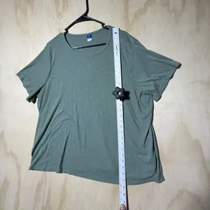 Old Navy Luxe Womens XXL Green Ribbed Short Sleeve Scoop Neck Tunic Top 2X thumbnail 5
