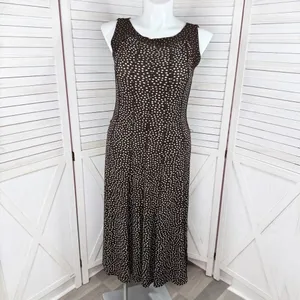 Perceptions Polka Dot Panel A Line Midi Dress Sleeveless‎ Brown White 12 thumbnail 5