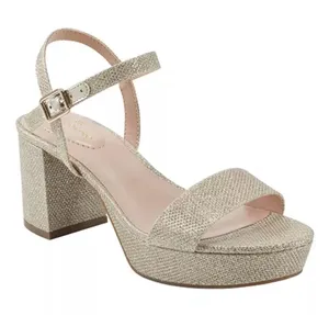 Bandolino Glittery Gold Platform Block Heel Sandal 6 thumbnail 1
