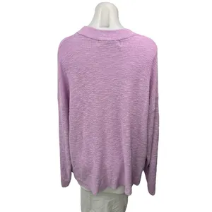 Free People Women's Purple Knitted Crew Neck Long Sleeve Pullover Sweater Top M thumbnail 2