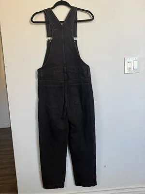 Madewell Straight Leg Denim Overalls Lunar Wash Black Rigid Cotton S thumbnail 6