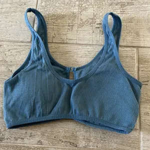 Blue Gray Ribbed Cut Out Bralette Size Medium thumbnail 3