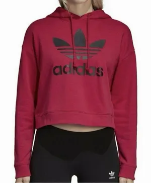 Adidas Women's Essentials Fleece‎ Hoodie Pink/ black Small thumbnail 1