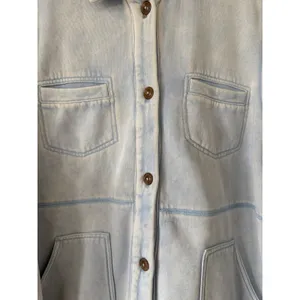 Pilcro‎ Anthropologie Fleece Shirt Jacket Washed Blue Women's Size Large thumbnail 12