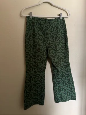 Maeve The Margot Kick-Flare Cropped Pants Sz Small Green Grey Funky Teacher thumbnail 7