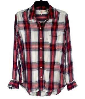 Levi’s Boyfriend Fit Plaid Button Down Blouse Medium thumbnail 1