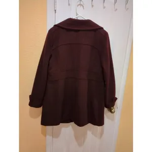 Womens Cole Haan Coat Size 14 Wool Blend Bordeaux Dark Red Burgundy thumbnail 7