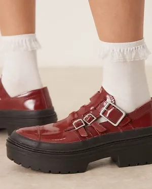 Converse Lug Sole Mary Jane’s Women’s Size 10.5 Red Patent Leather Platform Y2K thumbnail 1