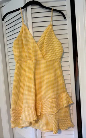 Altar'd State Yellow Gingham Ruffle Sundress thumbnail 1