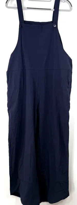 Ame Belle Clothing Women's Navy Blue Linen Blend Overall Jumper NWT Size Large thumbnail 1
