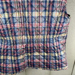 Talbots Quilted Tartan Plaid Puffer Vest Womens Small Petite SP Blue Red Yellow thumbnail 4