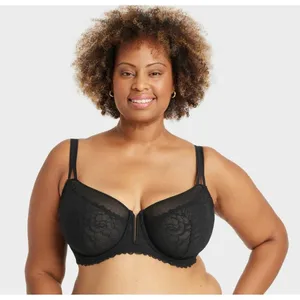 Auden Black Lace‎ Unlined Comfort Wire Balconette Bra, 44D thumbnail 1