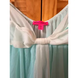 NWT Vintage Betsey Johnson Teal Tricot Nylon Babydoll Chemise Slip Dress Y2K S thumbnail 5