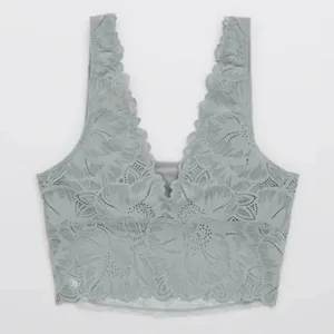 Aerie Lace Waffle Longline Bralette in Light Gray Size S New thumbnail 4