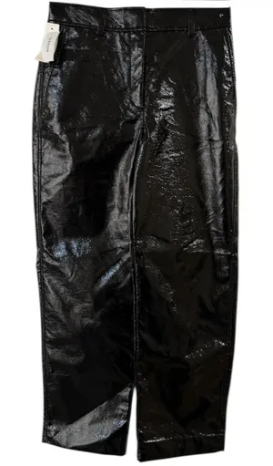 Aritzia Babaton Command Cropped Pant Womens 8 Black Vegan Leather‎ Straight Leg thumbnail 1
