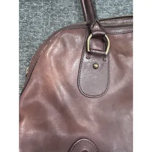 Banana Republic Brown Leather Bowling Satchel Bag Brass Buckles Y2K Slouchy thumbnail 9
