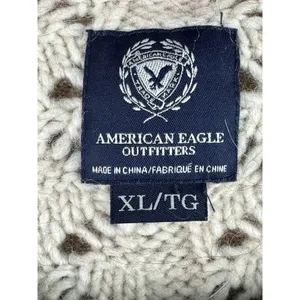 American Eagle Fair Isle Heart Wool Alpaca Blend Pointelle Sweater XL Navy Blue thumbnail 3