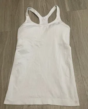 lululemon athletica White Ribbed Racerback Tank thumbnail 1