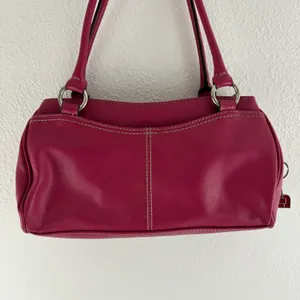 CRAZY HORSE Vintage 90s Y2K Hot Pink Faux Leather Barbiecore Shoulder Bag Purse thumbnail 5