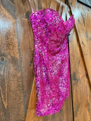 Blush Prom Sequin Pink Dress strapless thumbnail 6