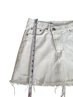 ZARA Women’s  White Denim Skirt Size Small thumbnail 6