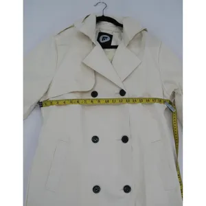 Womens Cream Hooded Double Breasted Trench‎ Coat Size L thumbnail 6