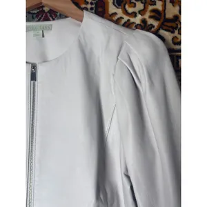 RYEGRASS Genuine Leather Cropped Jacket Puff Shoulder sz M Nimbus Cloud thumbnail 4