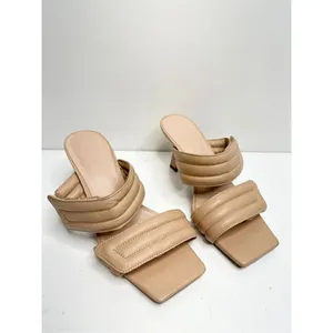 Abound‎ Double Strap Sandals Womens Size 6 Qarly Heeled Tan Square Toe Slip On thumbnail 6