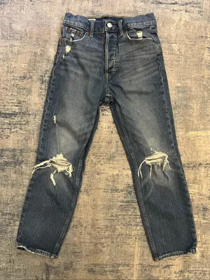 Gap Denim Distressed Button Fly Cheeky Straight High Rise Jeans Size 25 / 0P thumbnail 1