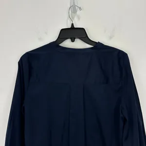 Madewell V Neck Long Sleeve Top Blouse Navy Stretch Cotton Small Minimalist NWT thumbnail 13