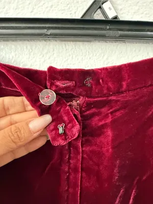 Vintage Alex Colman Burgundy Velvet Maxi Skirt Side Slit Whimsy Goth Y2K Size XS thumbnail 4
