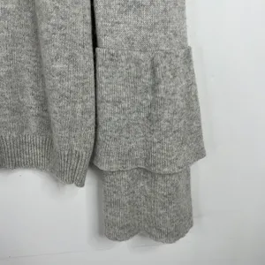 J.Crew Small Sweater Gray Tiered Bell Sleeve Crew Neck Heathered Knit Pullover thumbnail 6