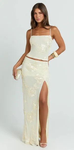 Showpo Set Ivory Top and Maxi Skirt thumbnail 1