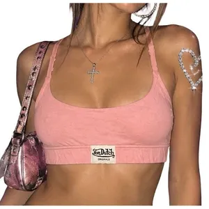 Vintage Von Dutch Womens M Pink Bralette Bra Top Y2K 2000s McBling 100% Cotton thumbnail 1