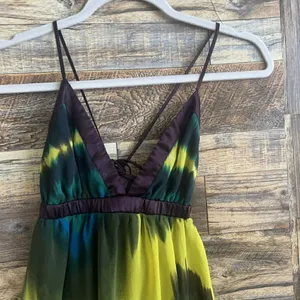 Forever 21 chiffon mini Dress criss cross tie back backless purple yellow MEDIUM thumbnail 5