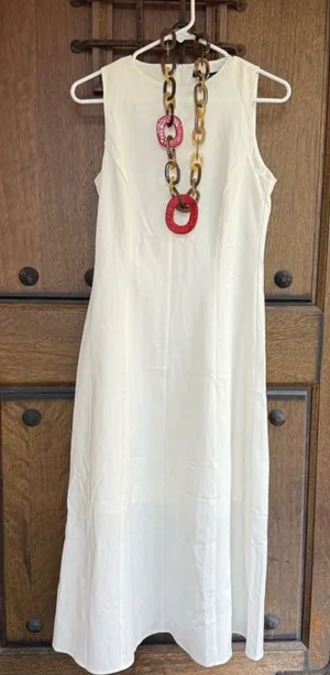 Zara Off White Sleeveless Midi Dress Size M thumbnail 1