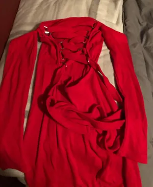 Red Lace Up Dress thumbnail 2