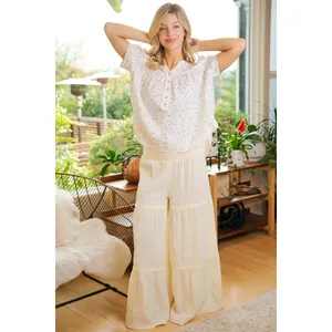 BiBi Floral Crinkle Neckdrop Short Sleeve‎ Blouse Top - Large thumbnail 10