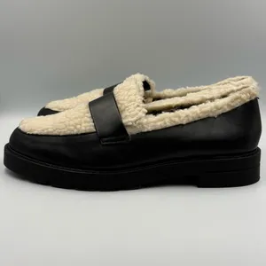 JustFab JF Leli Sherpa Lug Sole Loafers Black and Cream Chunky Platform Size 8 thumbnail 4