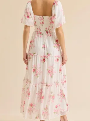NEW Altar’d State White & Pink Floral Maxi Dress Size Small NWT thumbnail 3