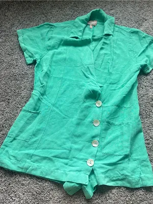 Show Me Your MuMu Green Short-Sleeve Bicoastal Linen Blazer Romper thumbnail 1