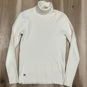 Lauren Ralph Lauren Black Label Cream Ribbed Turtleneck Women’s Large thumbnail 1